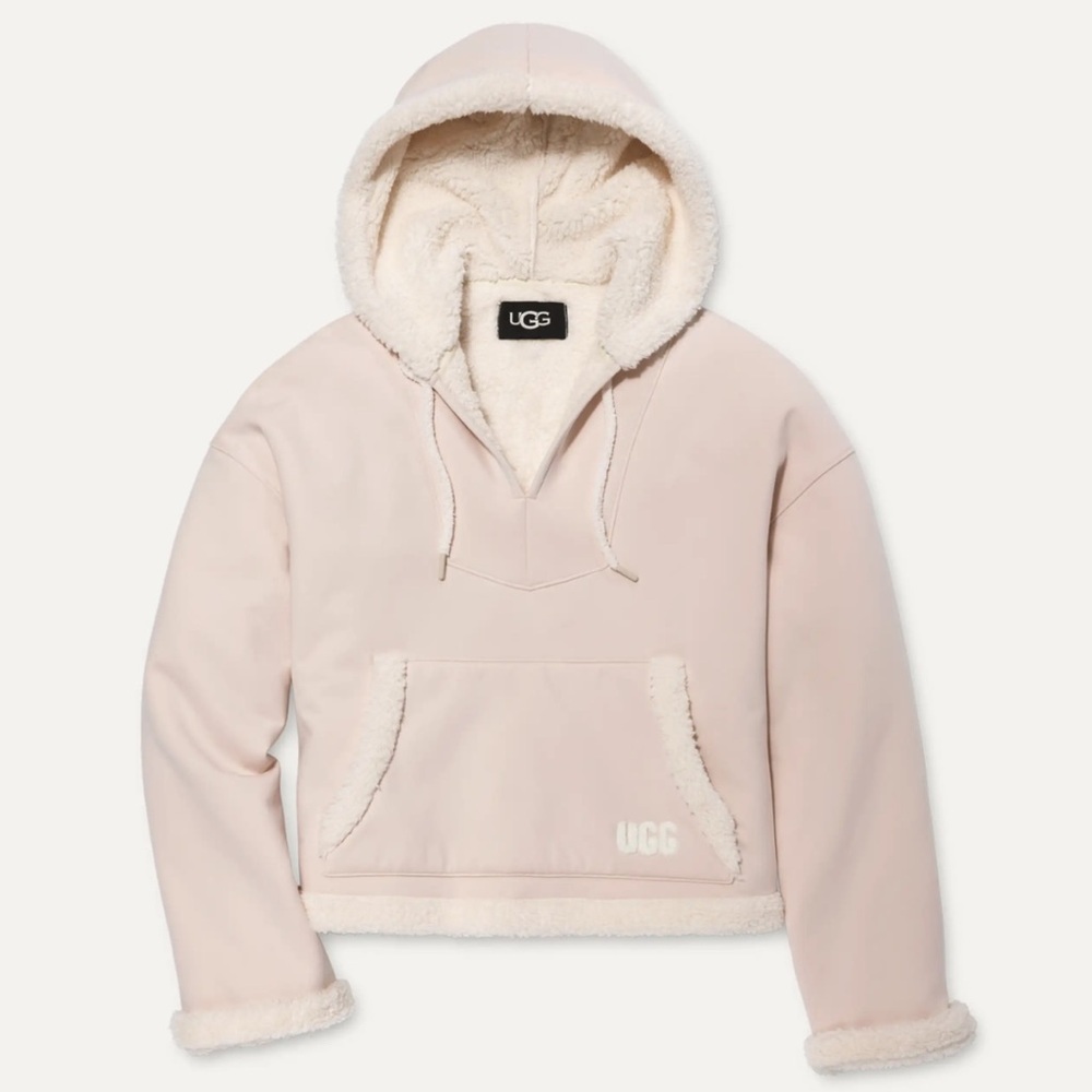 UGG Sharonn Bonded Fleece Pullover Soft Pink Hooded Pullover Medium EUC